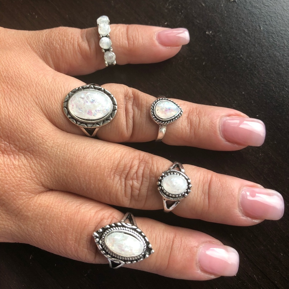 Opal Color Set of 5 Rings !!